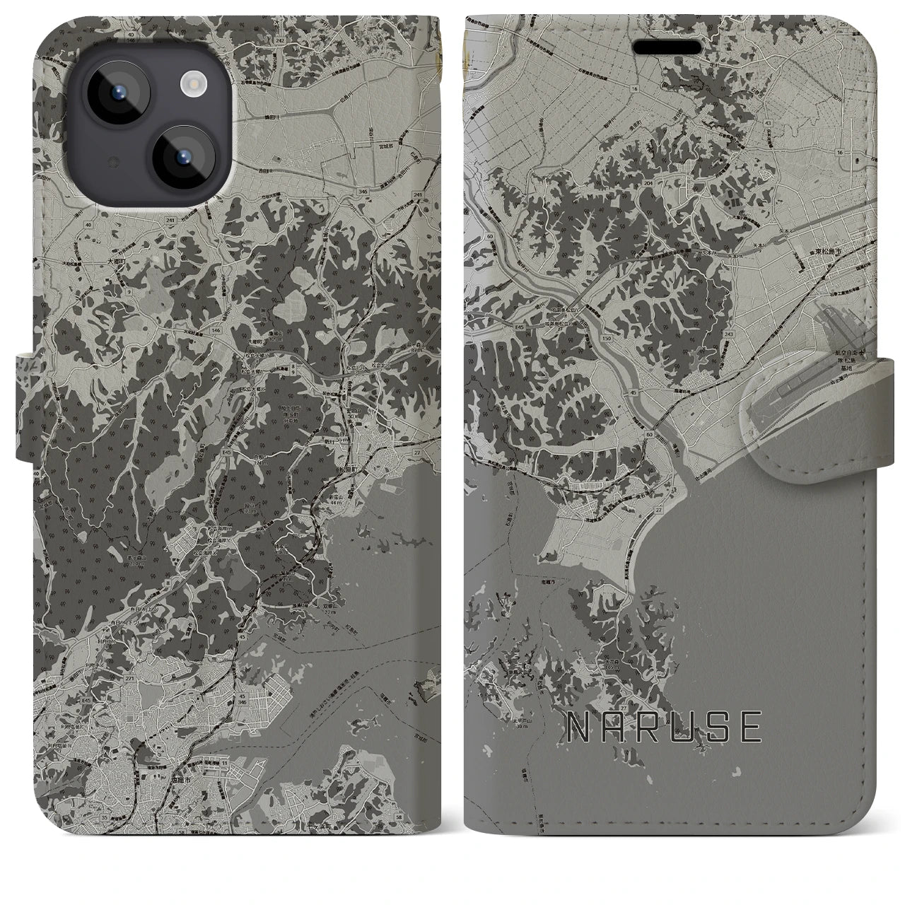 【鳴瀬(宮城県)】地図柄iPhoneケース(手帳タイプ)