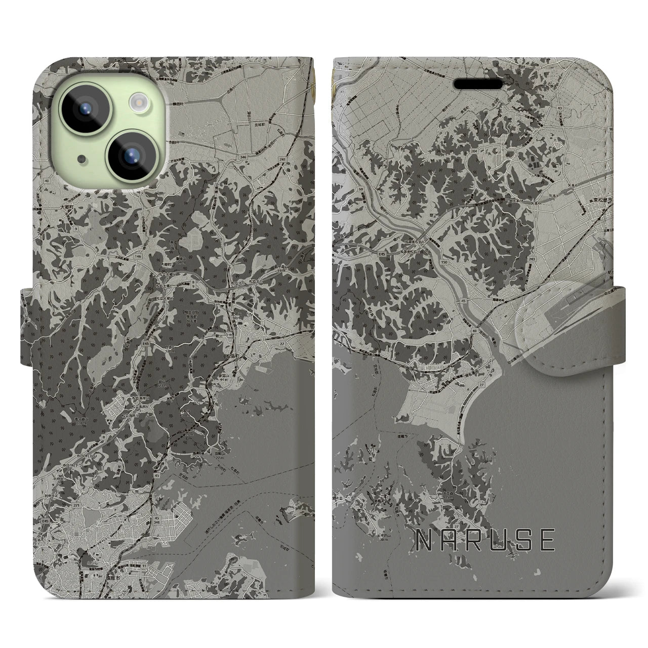 【鳴瀬(宮城県)】地図柄iPhoneケース(手帳タイプ)