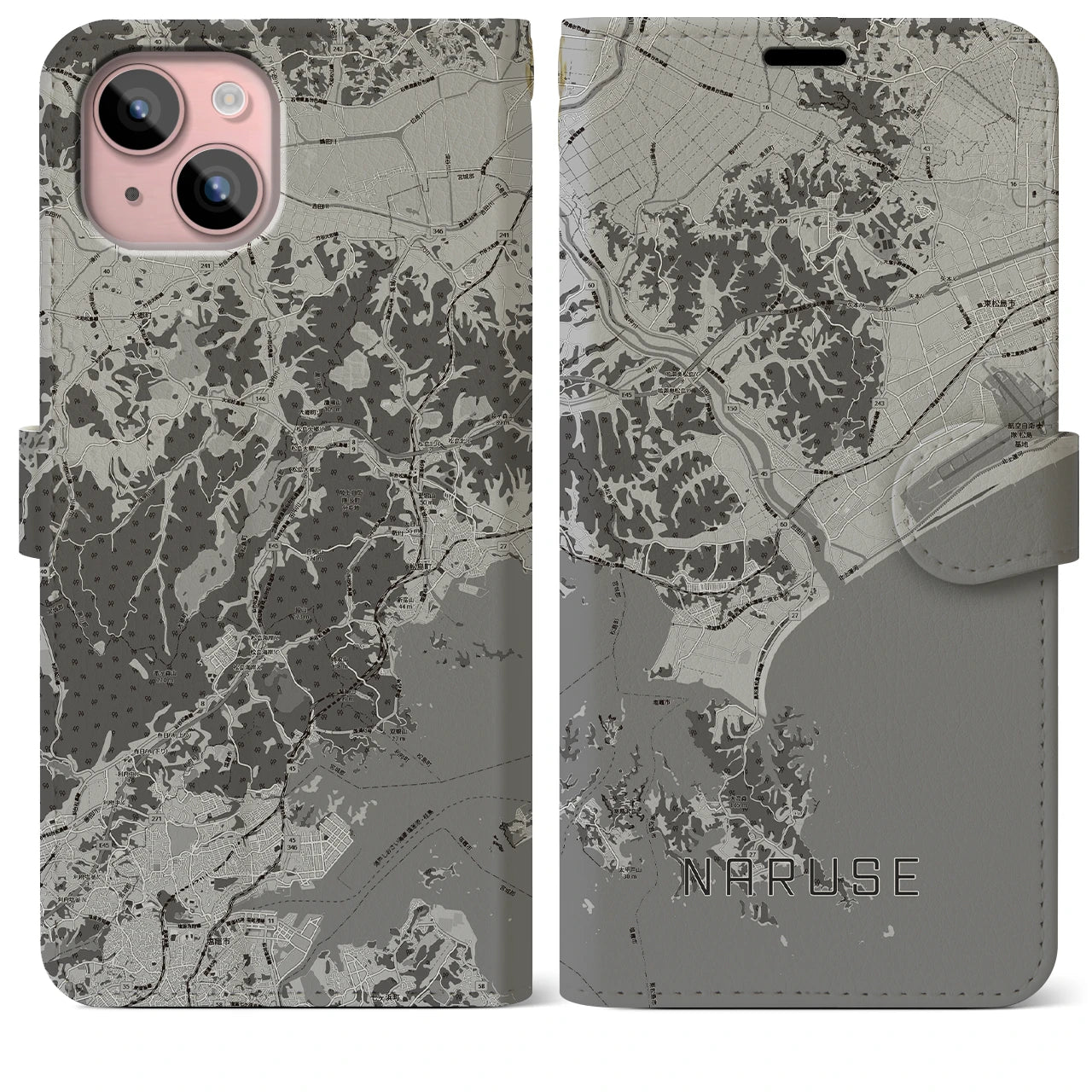 【鳴瀬(宮城県)】地図柄iPhoneケース(手帳タイプ)