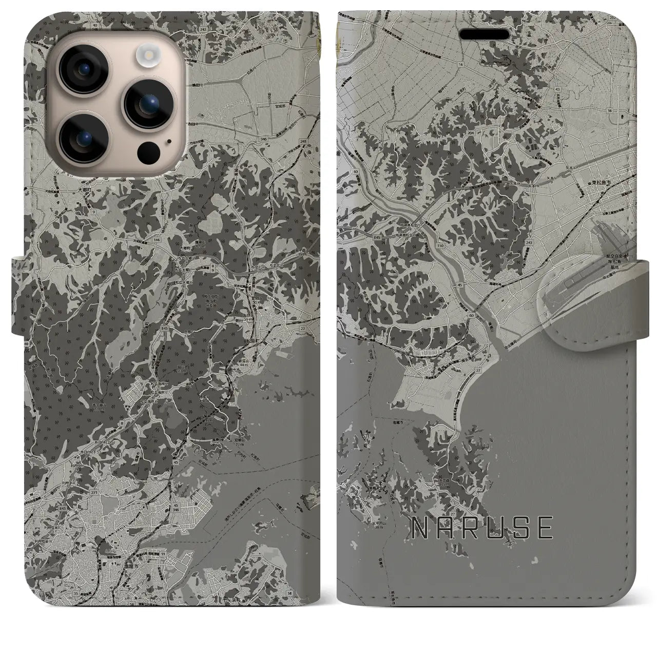 【鳴瀬(宮城県)】地図柄iPhoneケース(手帳タイプ)