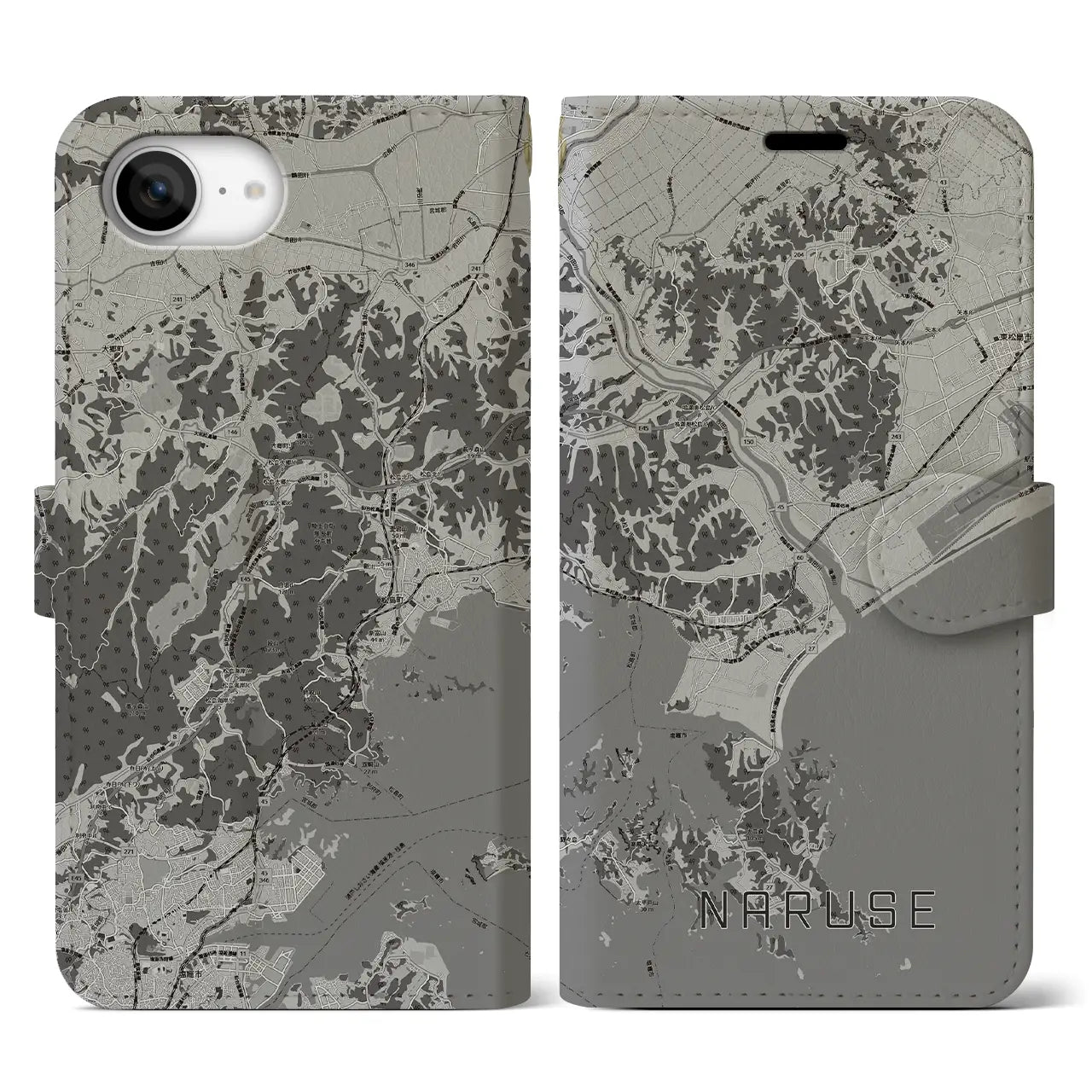 【鳴瀬(宮城県)】地図柄iPhoneケース(手帳タイプ)