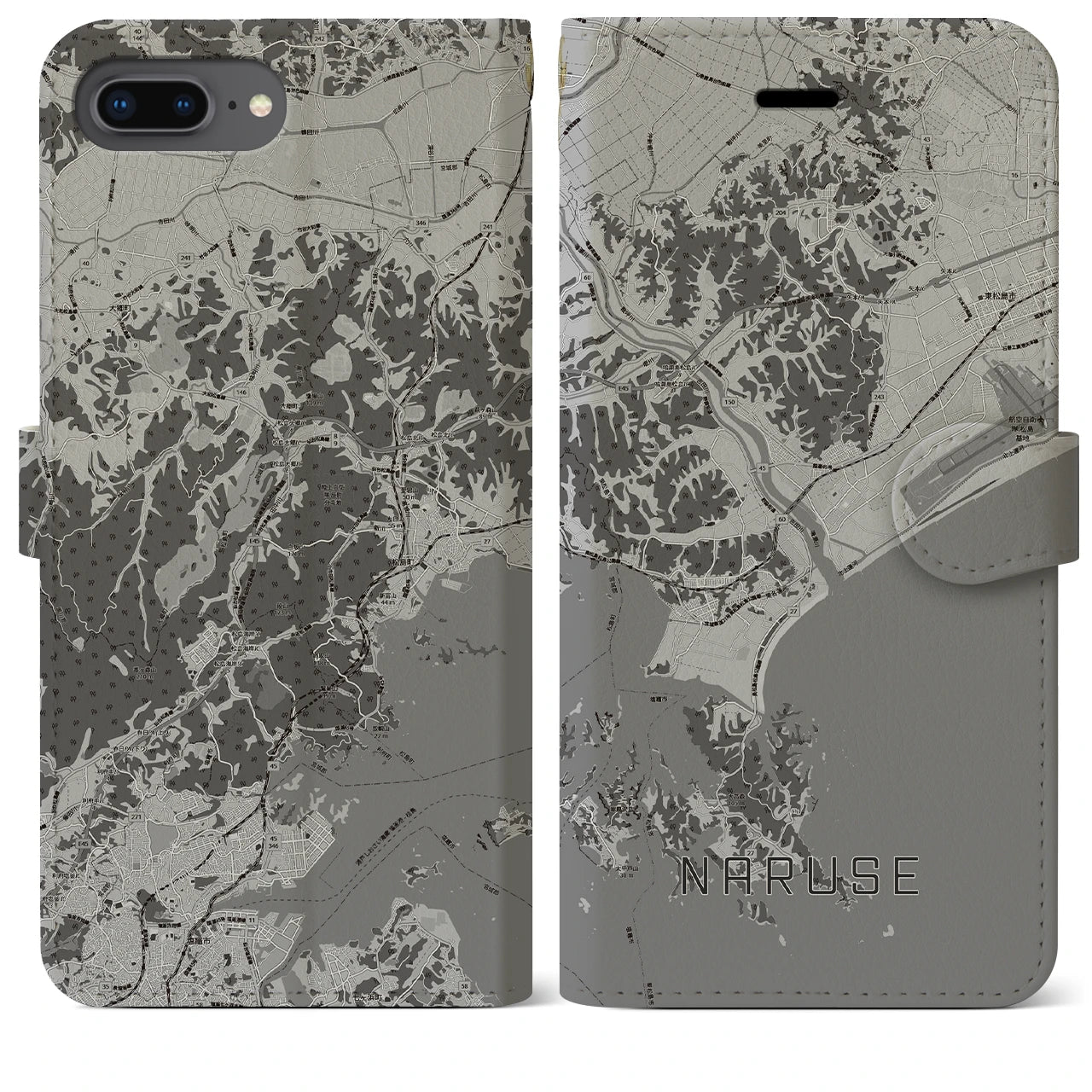 【鳴瀬(宮城県)】地図柄iPhoneケース(手帳タイプ)