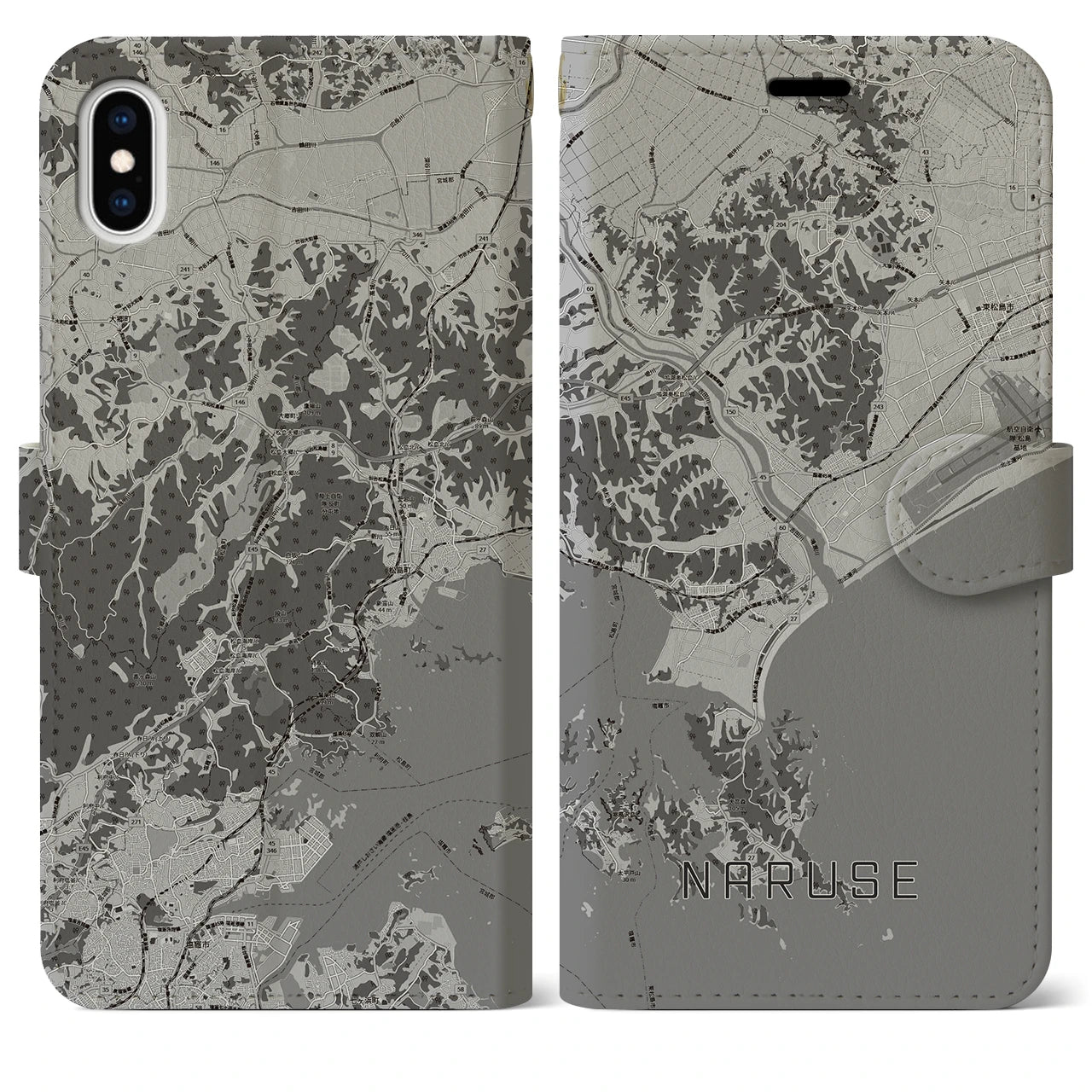 【鳴瀬(宮城県)】地図柄iPhoneケース(手帳タイプ)