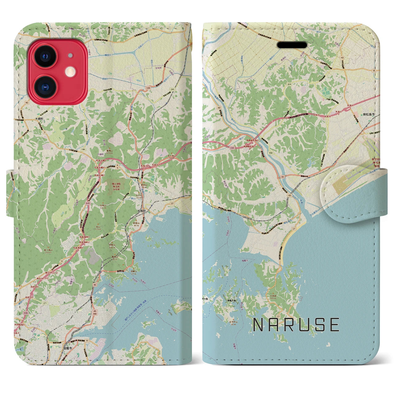 【鳴瀬(宮城県)】地図柄iPhoneケース(手帳タイプ)