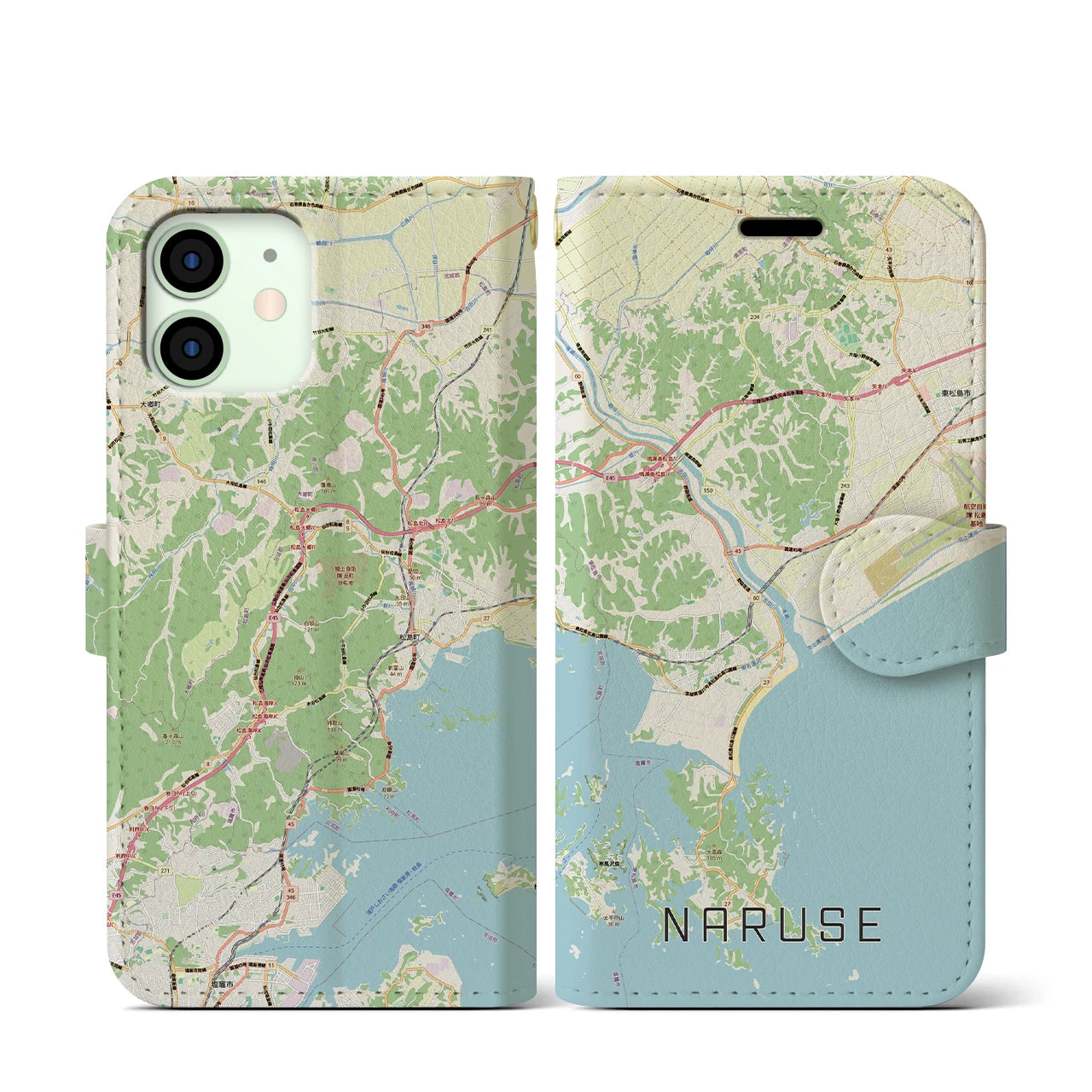 【鳴瀬(宮城県)】地図柄iPhoneケース(手帳タイプ)