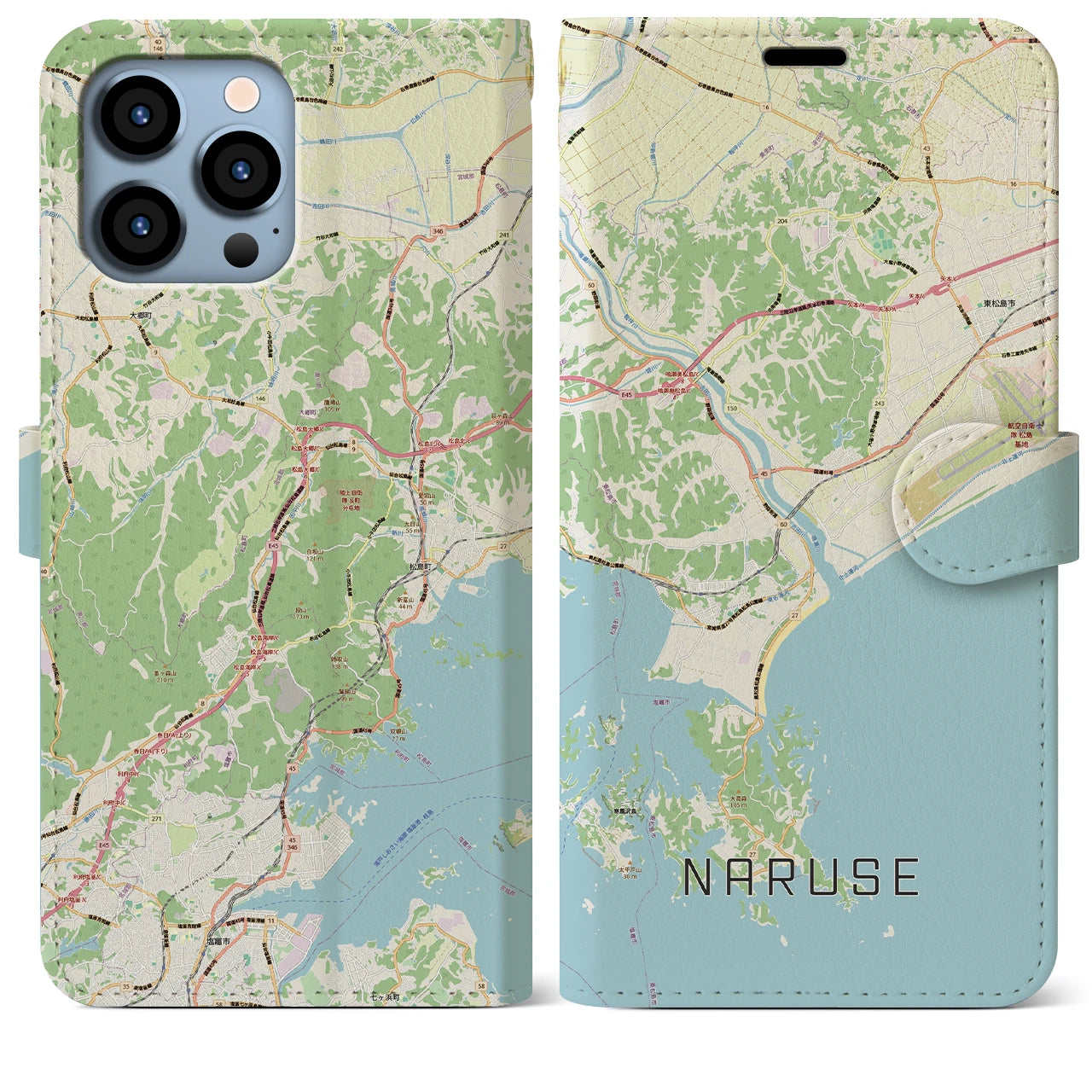 【鳴瀬(宮城県)】地図柄iPhoneケース(手帳タイプ)