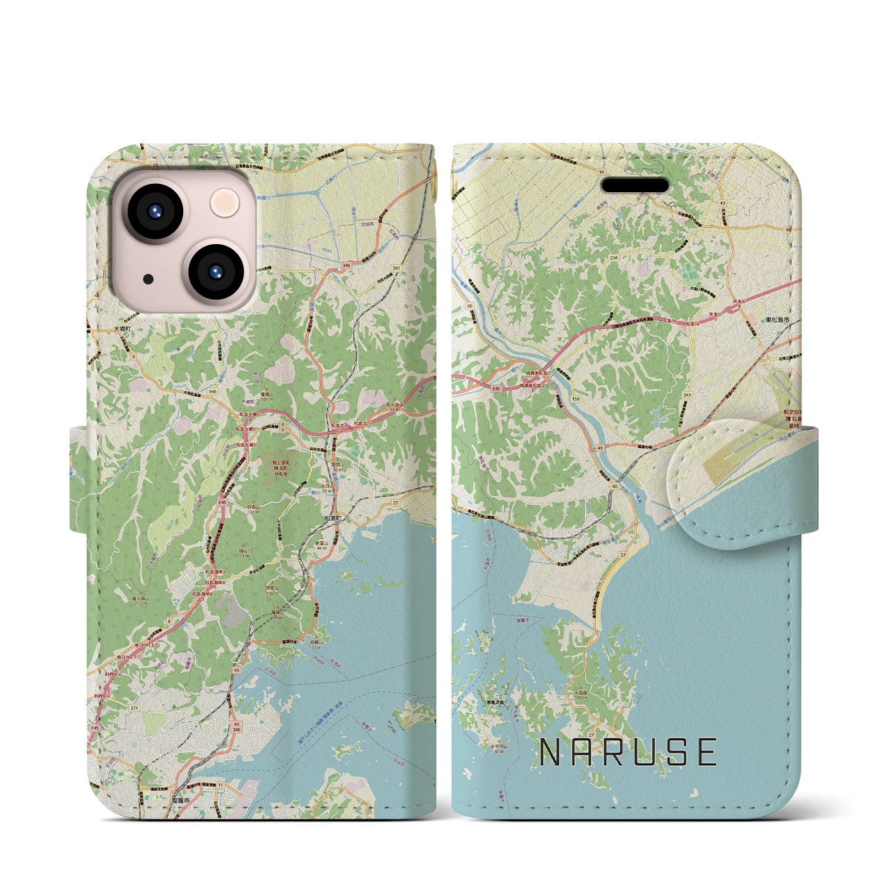 【鳴瀬(宮城県)】地図柄iPhoneケース(手帳タイプ)