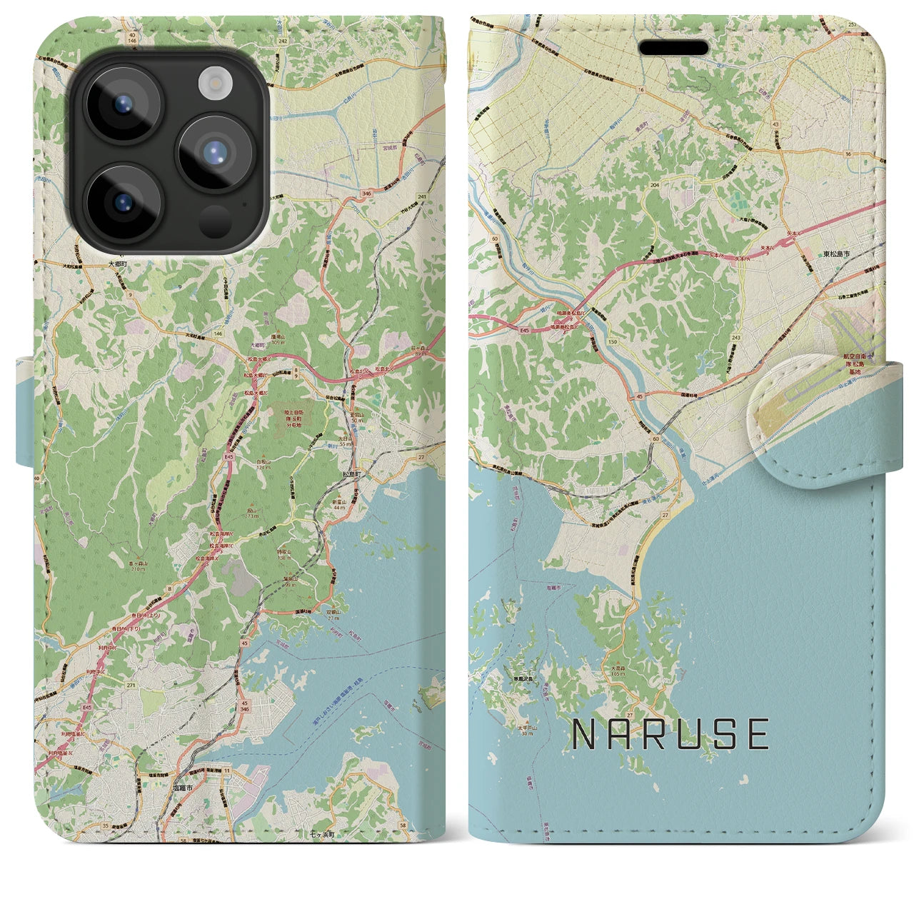 【鳴瀬(宮城県)】地図柄iPhoneケース(手帳タイプ)