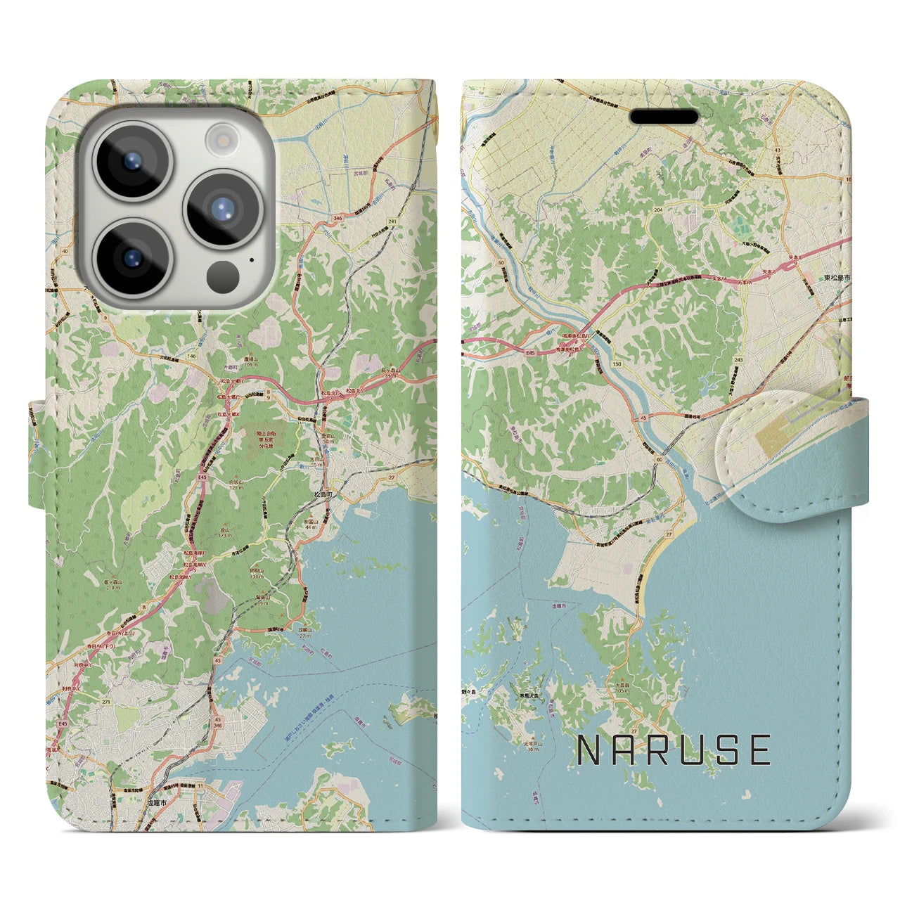 【鳴瀬(宮城県)】地図柄iPhoneケース(手帳タイプ)