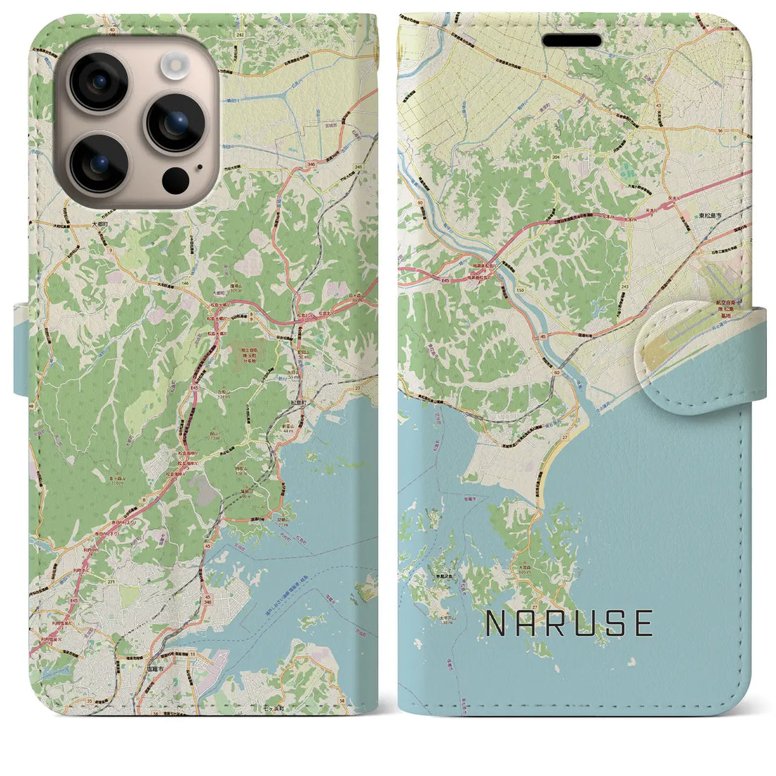 【鳴瀬(宮城県)】地図柄iPhoneケース(手帳タイプ)