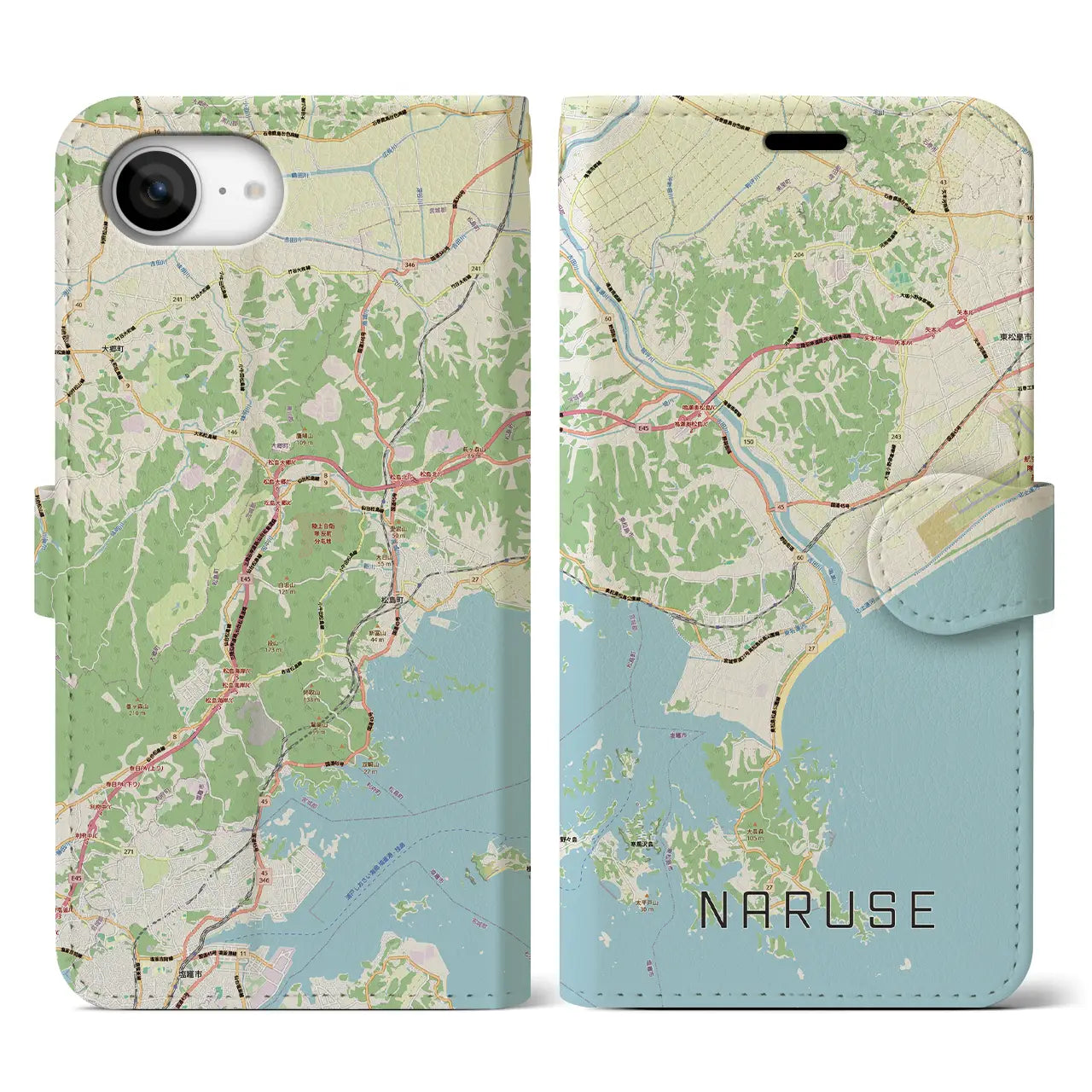 【鳴瀬(宮城県)】地図柄iPhoneケース(手帳タイプ)