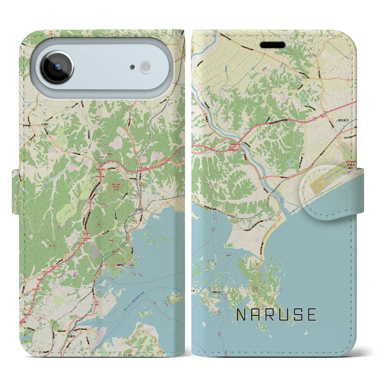 【鳴瀬(宮城県)】地図柄iPhoneケース(手帳タイプ)