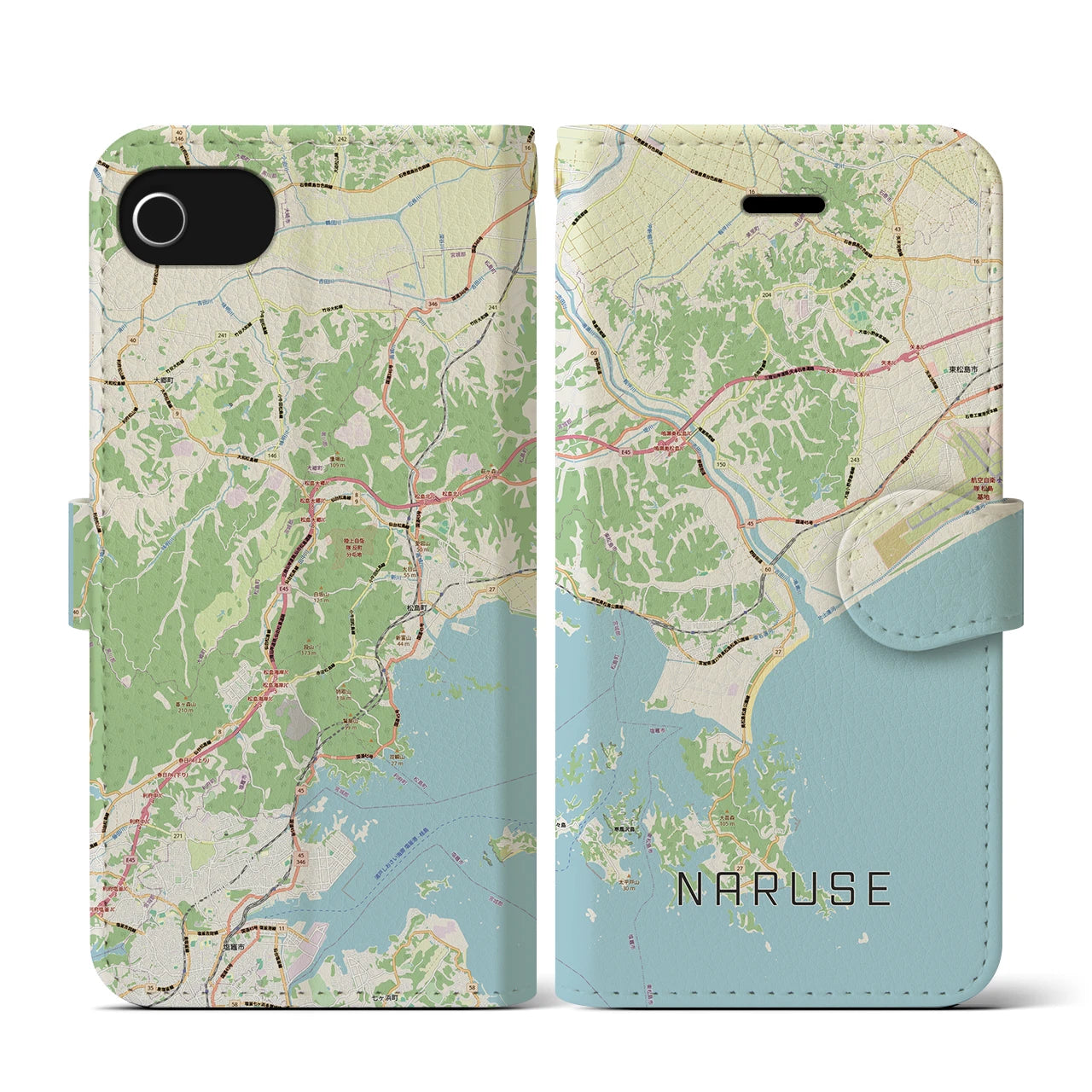 【鳴瀬(宮城県)】地図柄iPhoneケース(手帳タイプ)