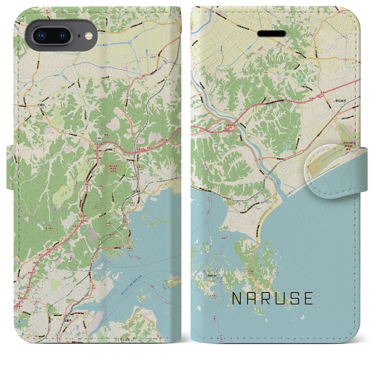 【鳴瀬(宮城県)】地図柄iPhoneケース(手帳タイプ)