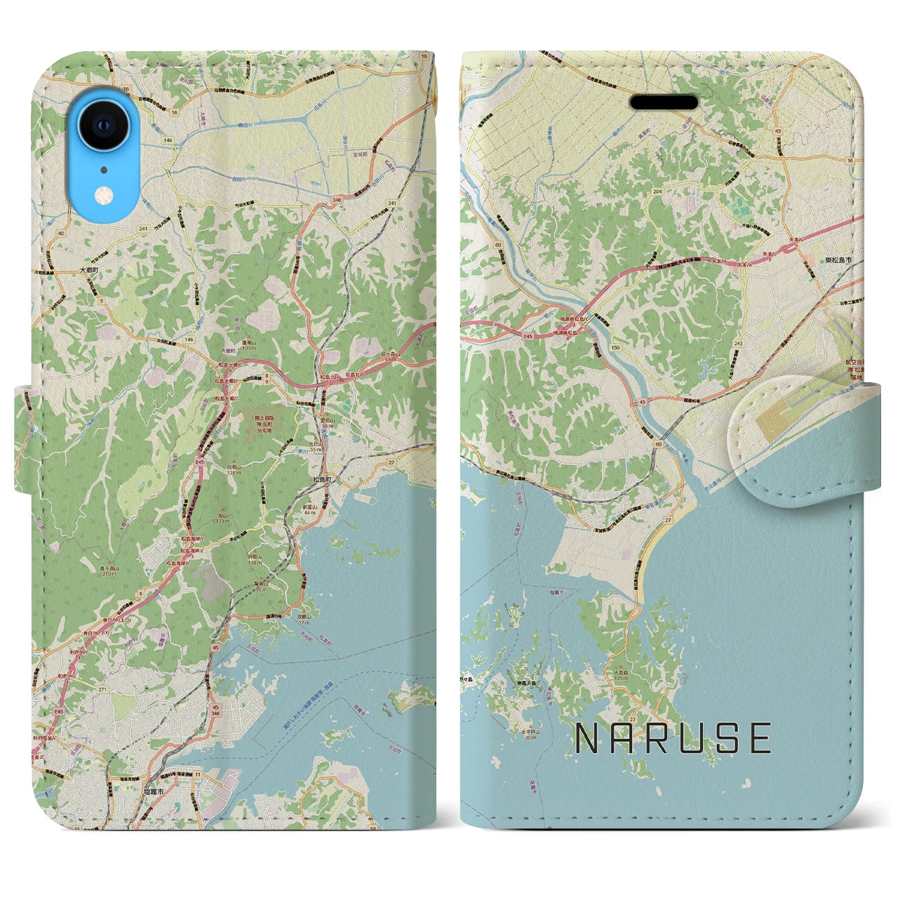 【鳴瀬(宮城県)】地図柄iPhoneケース(手帳タイプ)