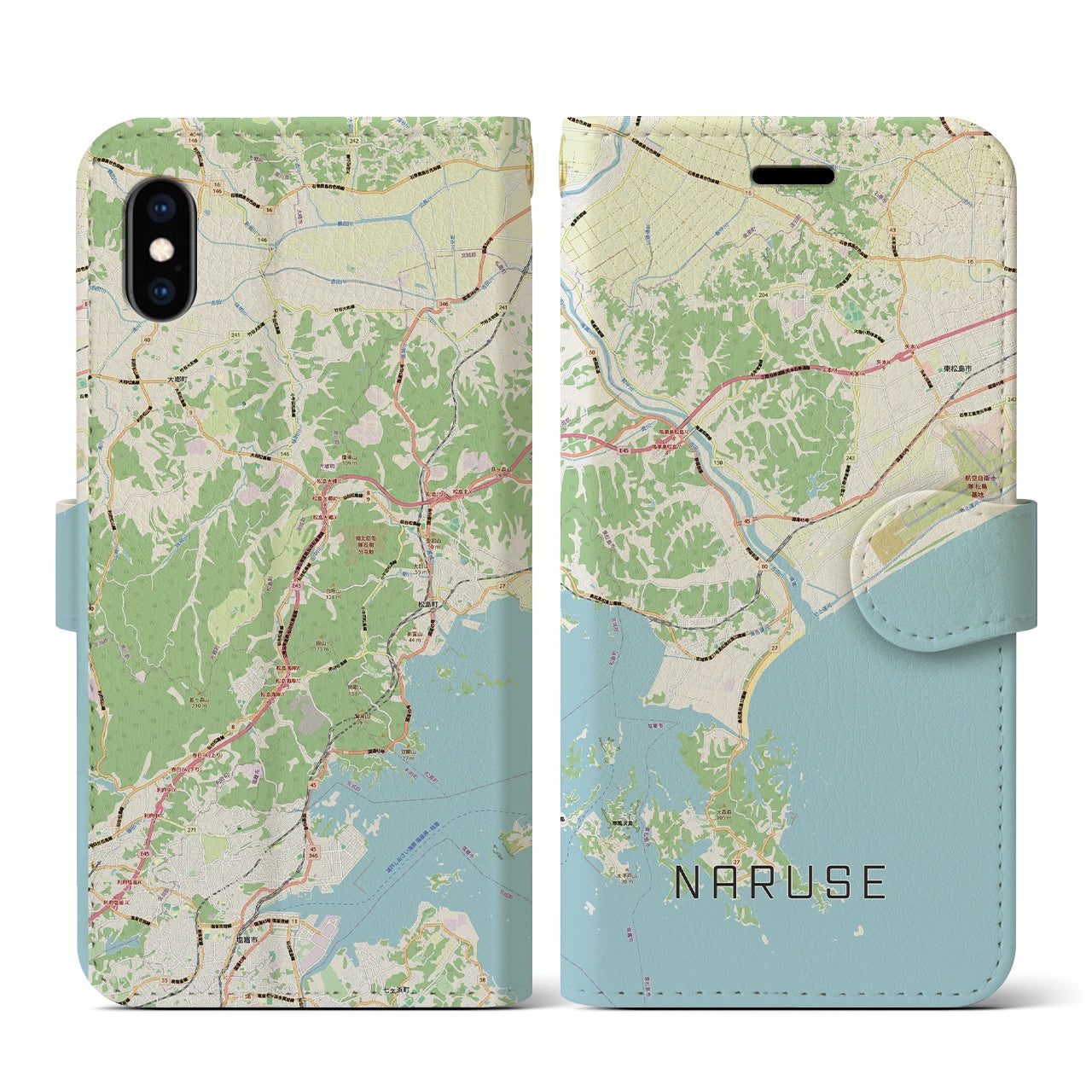 【鳴瀬(宮城県)】地図柄iPhoneケース(手帳タイプ)