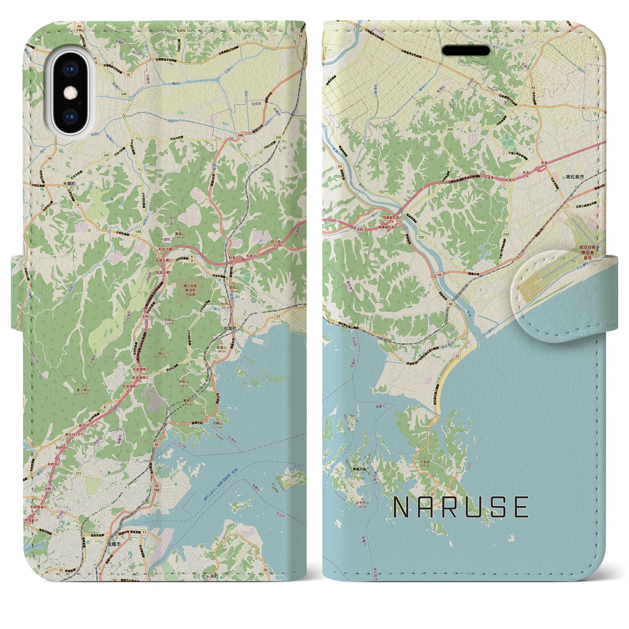 【鳴瀬(宮城県)】地図柄iPhoneケース(手帳タイプ)