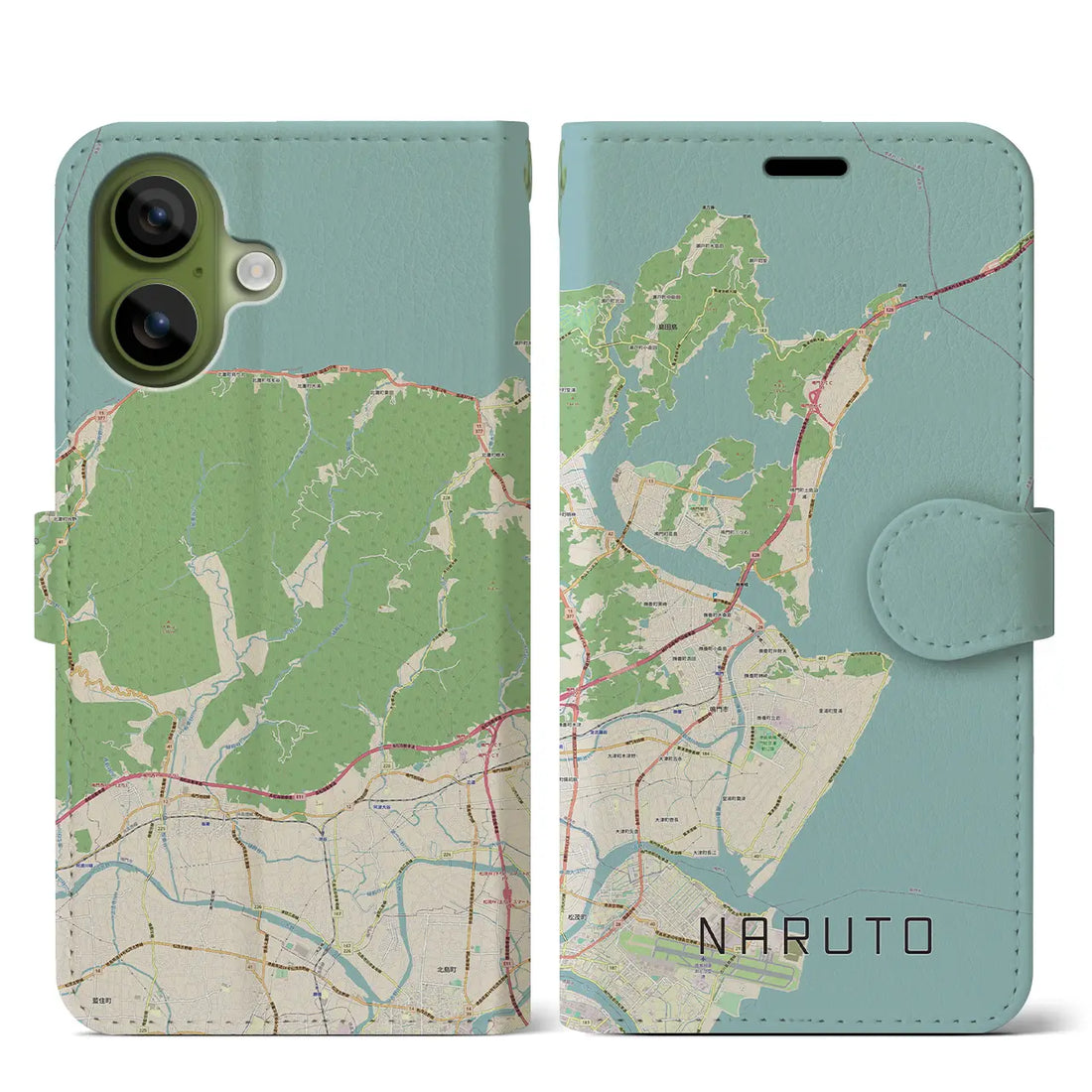 【鳴門(徳島県)】地図柄iPhoneケース(手帳タイプ)ナチュラル・iPhone 17 Pro Max 用