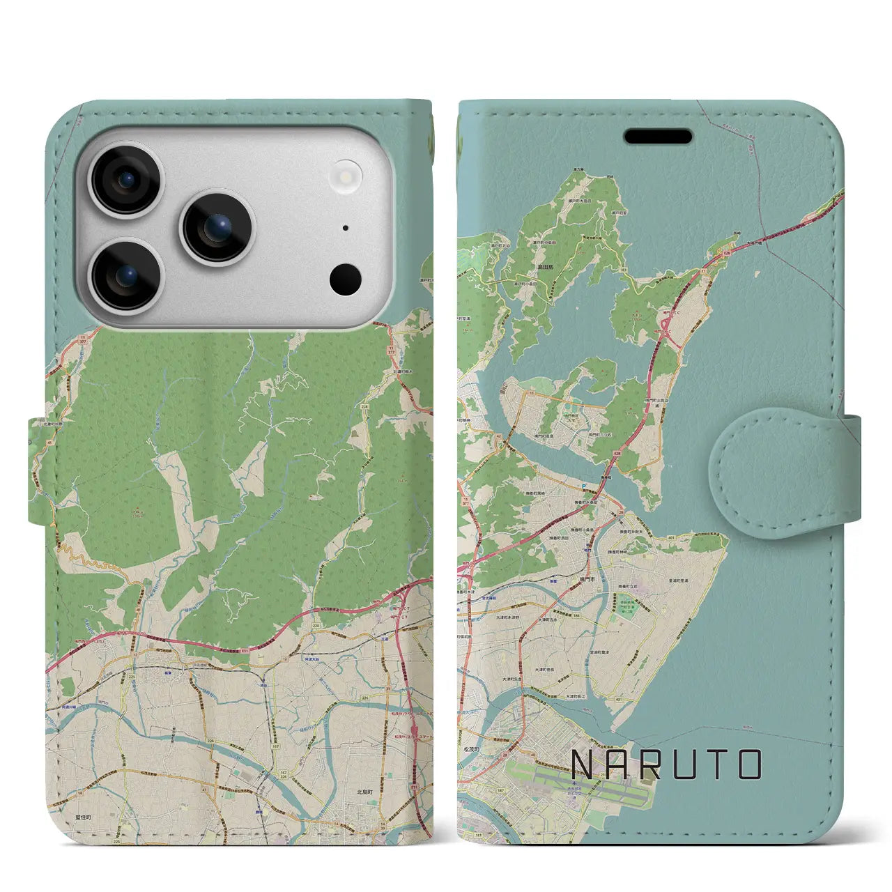 【鳴門(徳島県)】地図柄iPhoneケース(手帳タイプ)