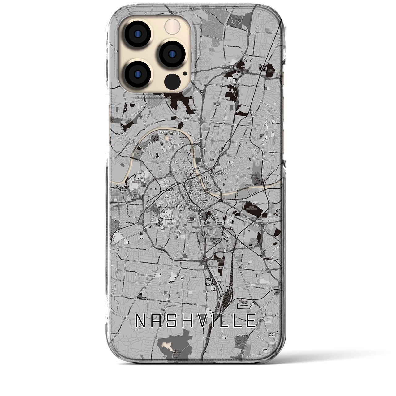 【ナッシュビル(アメリカ)】地図柄iPhoneケース(クリアタイプ)