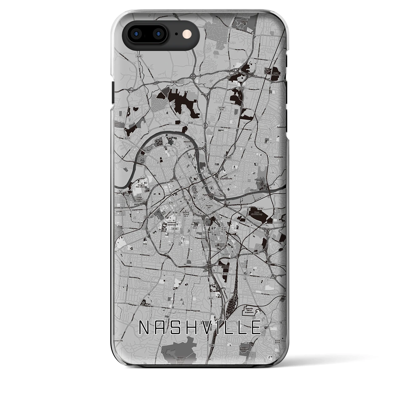 【ナッシュビル(アメリカ)】地図柄iPhoneケース(クリアタイプ)