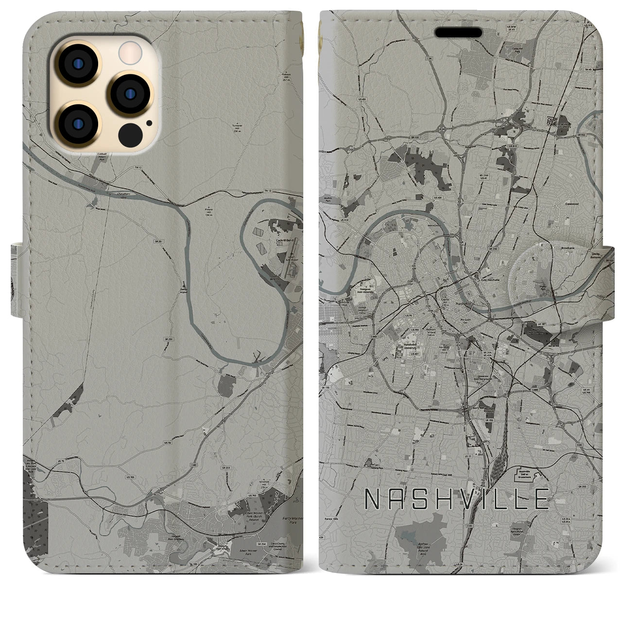 【ナッシュビル(アメリカ)】地図柄iPhoneケース(手帳タイプ)