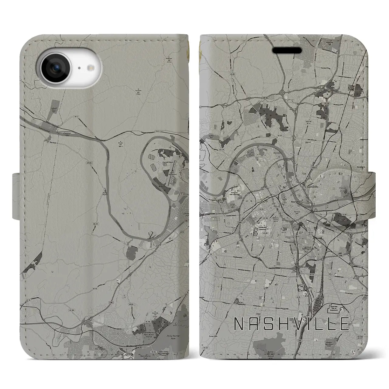 【ナッシュビル(アメリカ)】地図柄iPhoneケース(手帳タイプ)