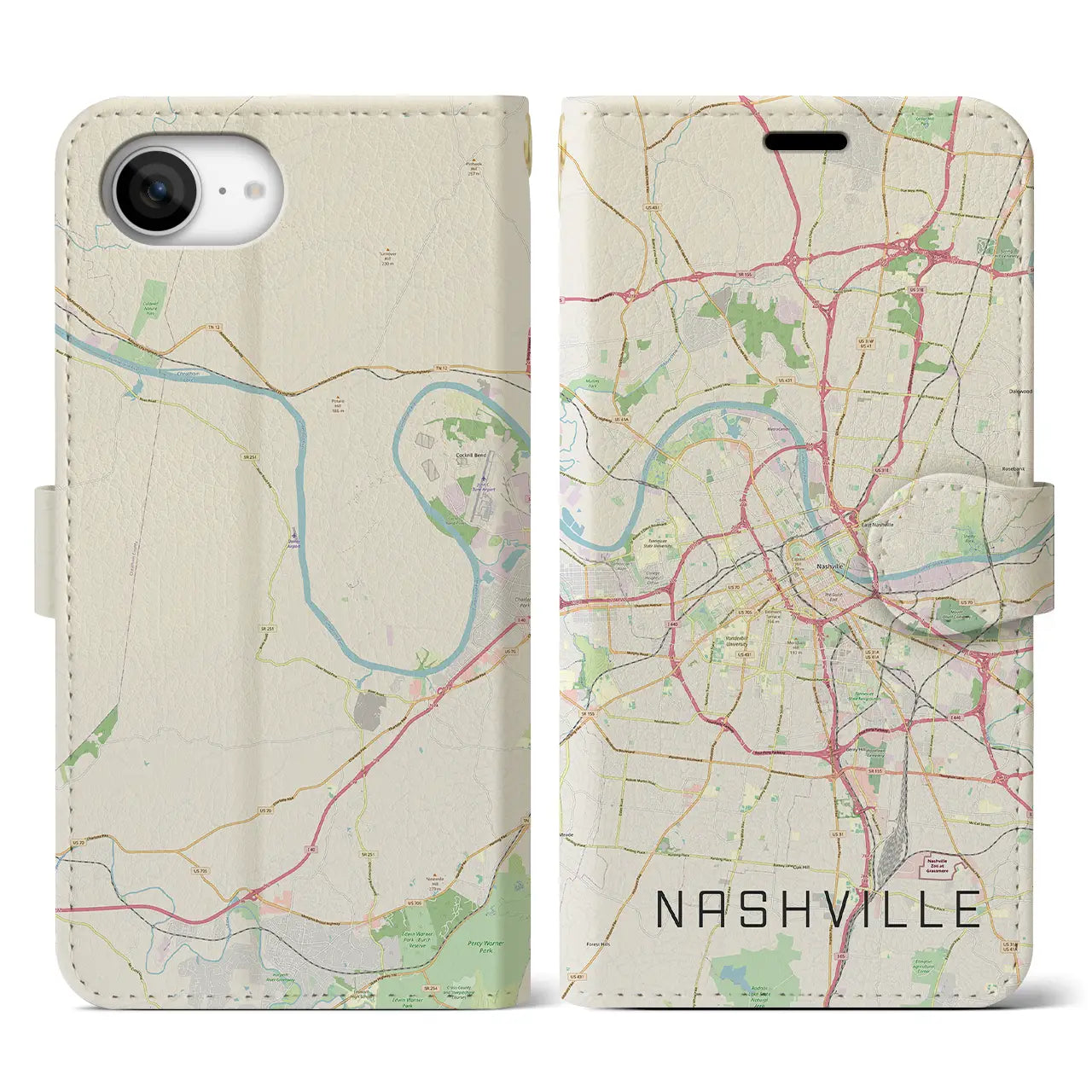 【ナッシュビル(アメリカ)】地図柄iPhoneケース(手帳タイプ)