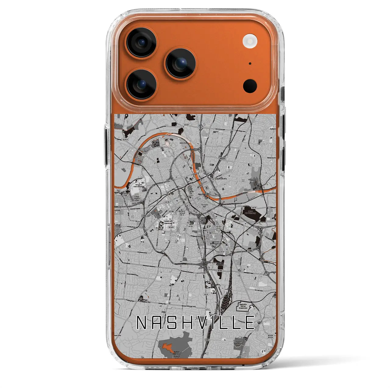 【ナッシュビル(アメリカ)】地図柄iPhoneケース(MagSafeタイプ)