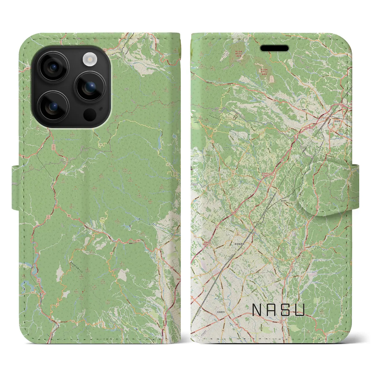 【那須(栃木県)】地図柄iPhoneケース(手帳タイプ)ナチュラル・iPhone 16 用