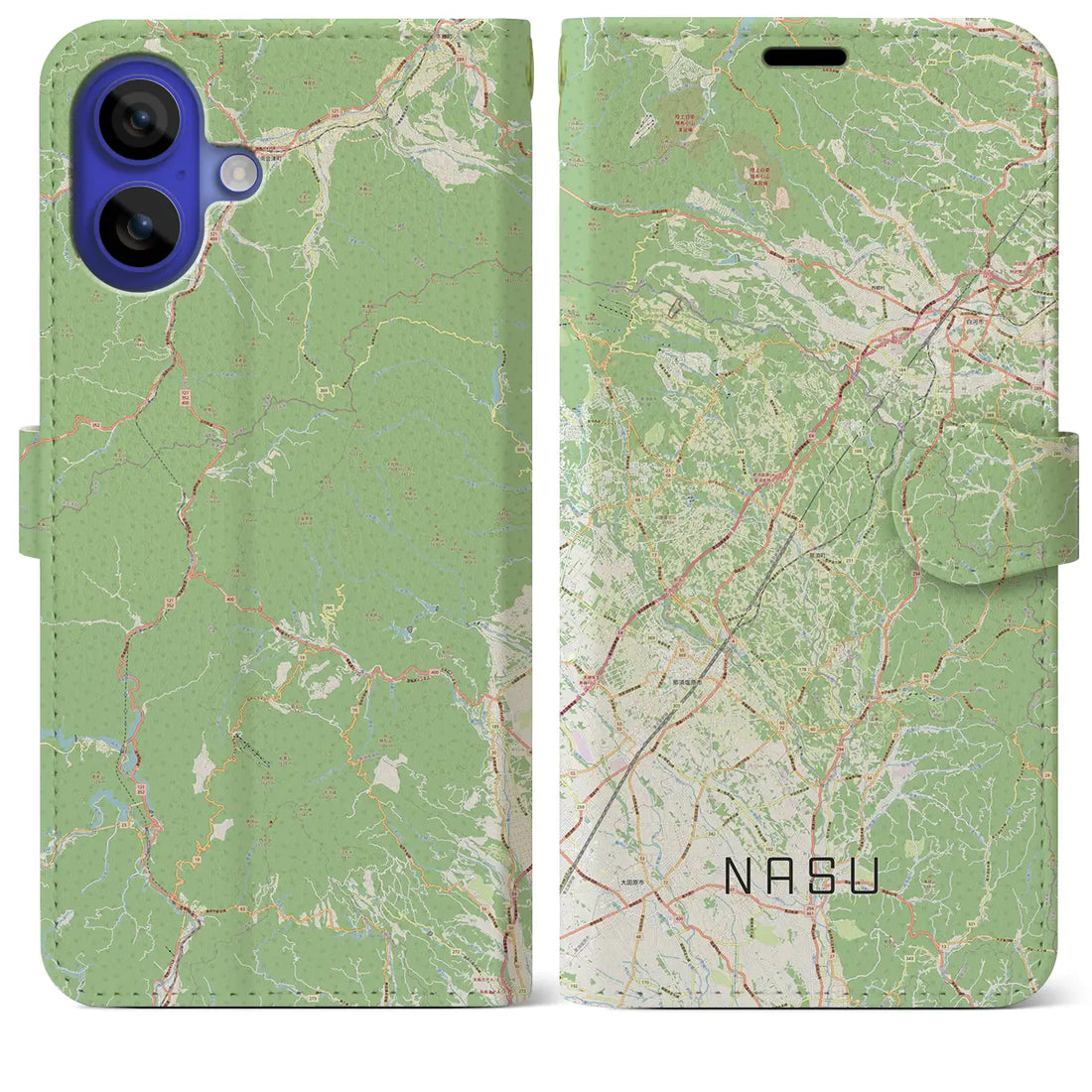 【那須(栃木県)】地図柄iPhoneケース(手帳タイプ)ナチュラル・iPhone 16 Pro Max 用