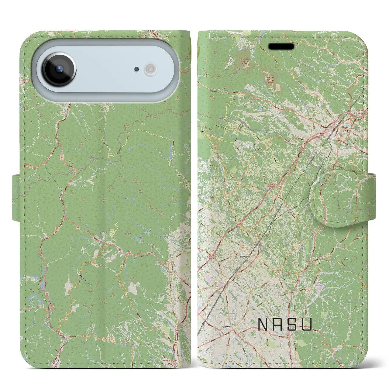 【那須(栃木県)】地図柄iPhoneケース(手帳タイプ)モノトーン・iPhone 17 Pro Max 用