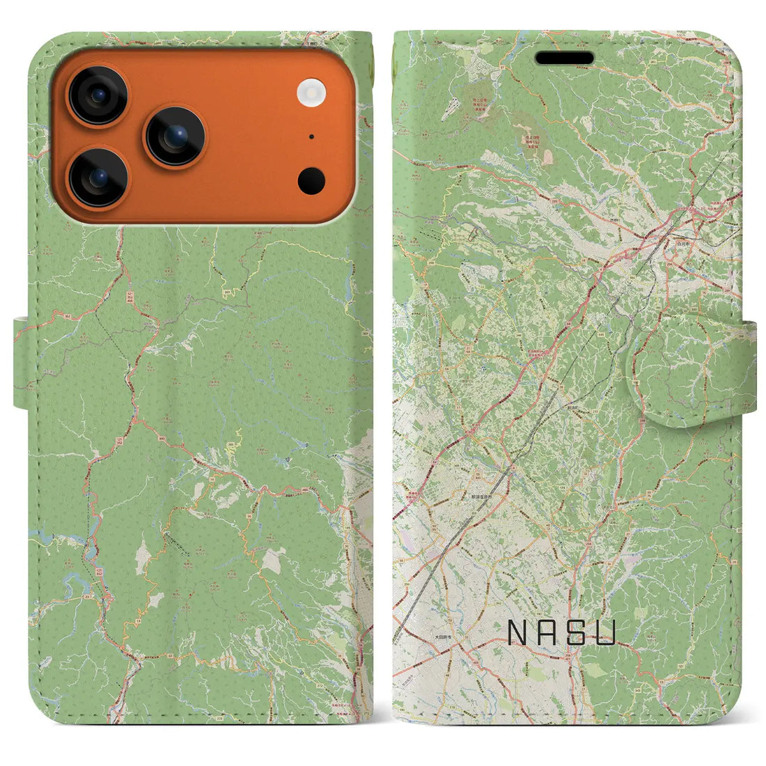 【那須(栃木県)】地図柄iPhoneケース(手帳タイプ)ナチュラル・iPhone 17 Pro Max 用