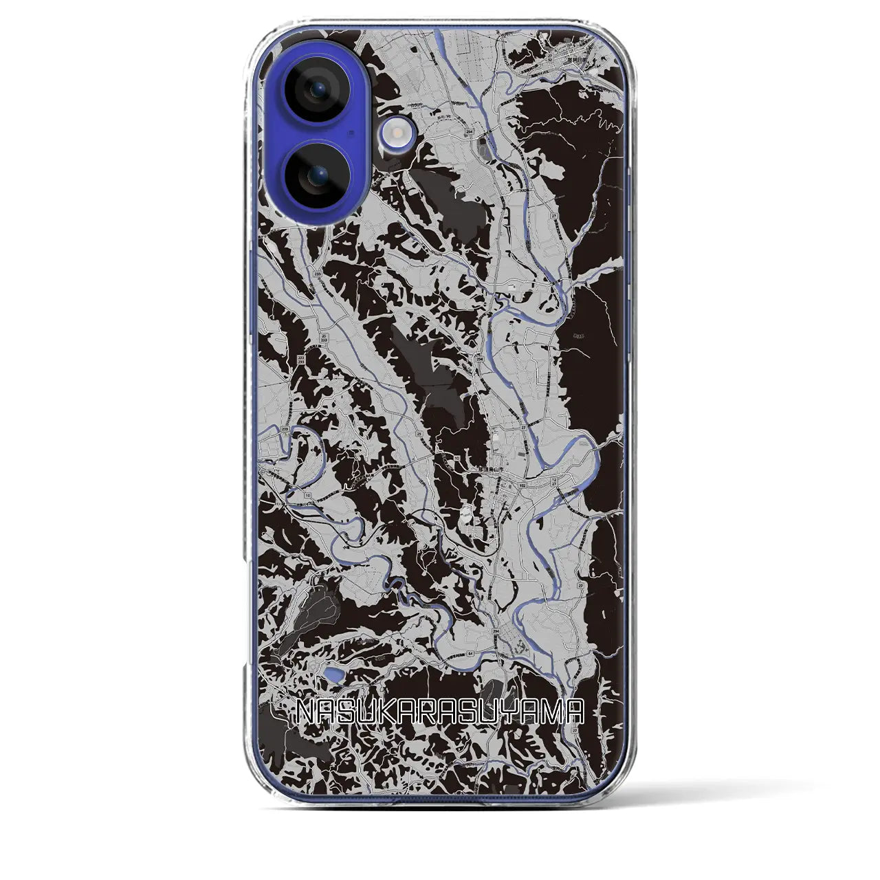 【那須烏山(栃木県)】地図柄iPhoneケース(クリアタイプ)モノトーン・iPhone 16 Pro Max 用