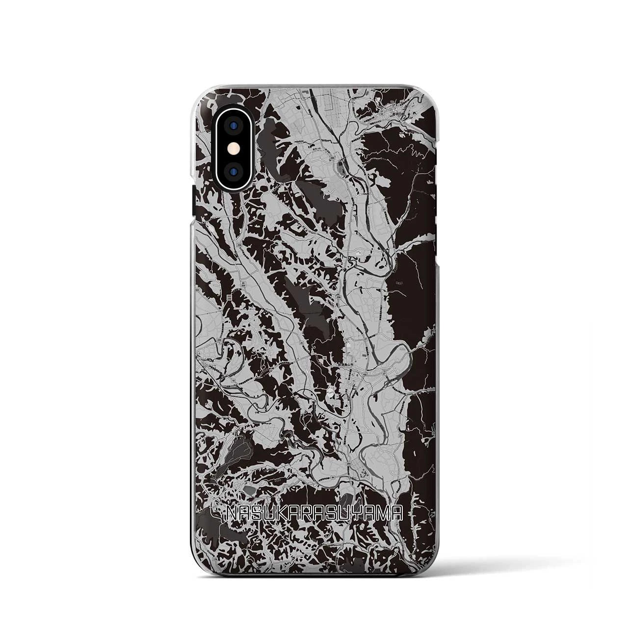 【那須烏山(栃木県)】地図柄iPhoneケース(クリアタイプ)モノトーン・iPhone XS / X 用