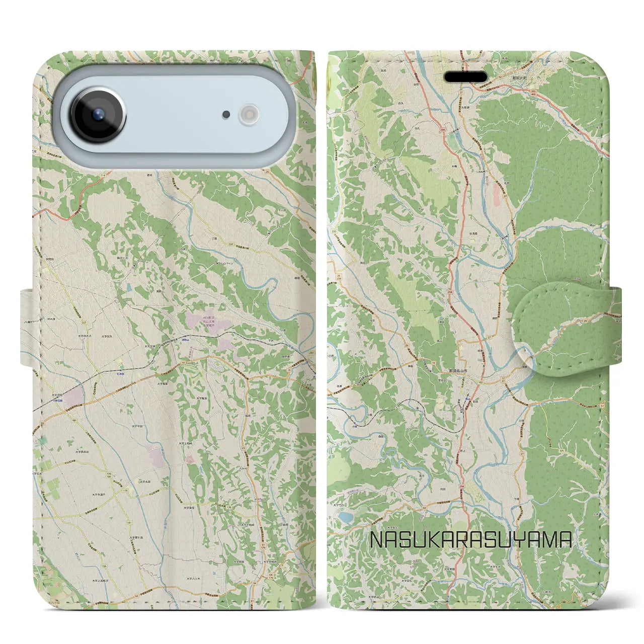 【那須烏山(栃木県)】地図柄iPhoneケース(手帳タイプ)