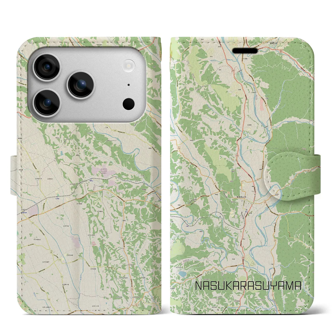 【那須烏山(栃木県)】地図柄iPhoneケース(手帳タイプ)