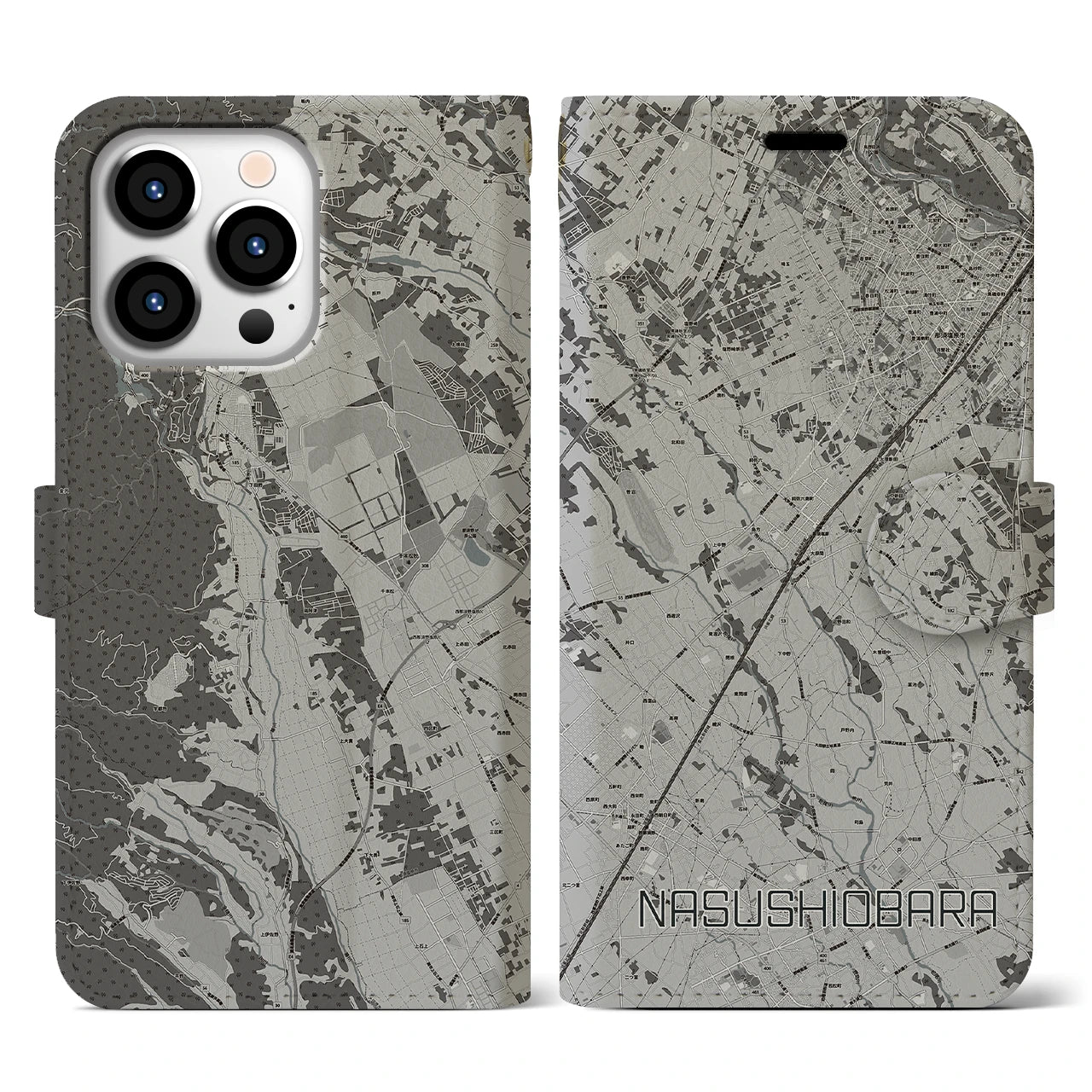 【那須塩原(栃木県)】地図柄iPhoneケース(手帳タイプ)