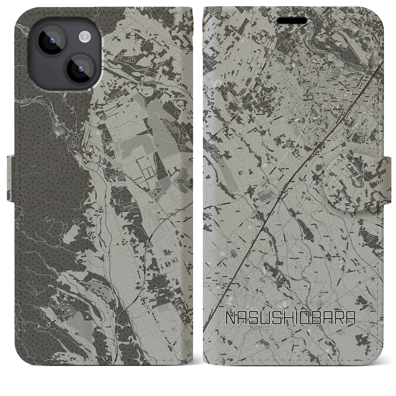 【那須塩原(栃木県)】地図柄iPhoneケース(手帳タイプ)