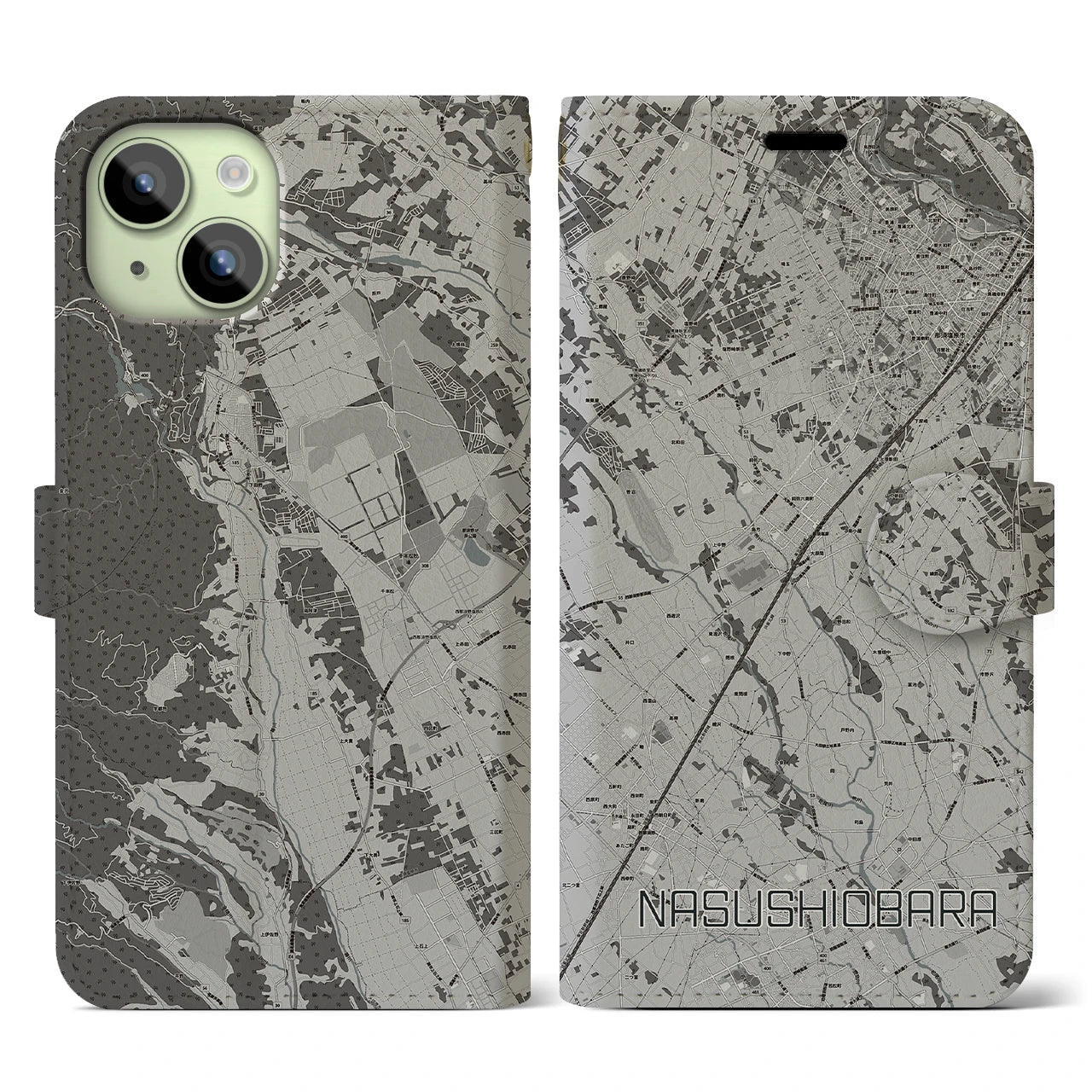 【那須塩原(栃木県)】地図柄iPhoneケース(手帳タイプ)