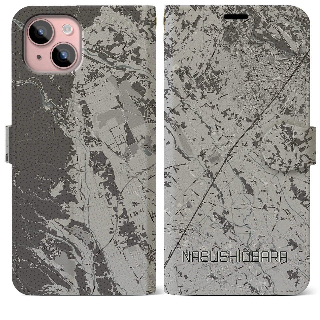 【那須塩原(栃木県)】地図柄iPhoneケース(手帳タイプ)