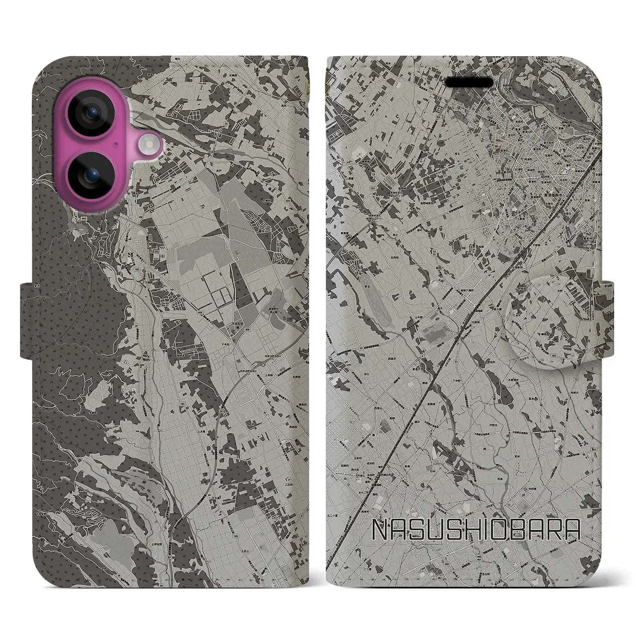 【那須塩原(栃木県)】地図柄iPhoneケース(手帳タイプ)