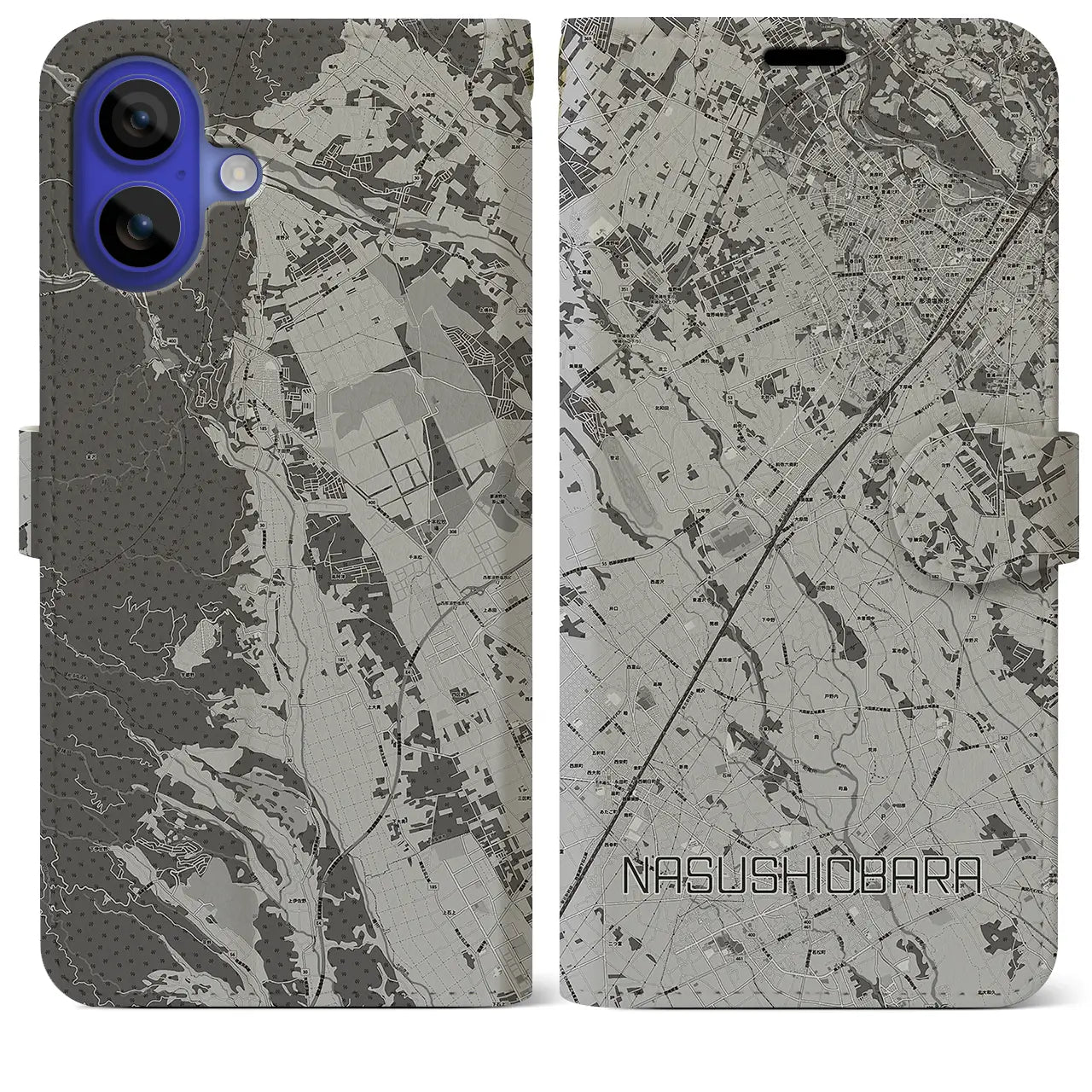 【那須塩原(栃木県)】地図柄iPhoneケース(手帳タイプ)