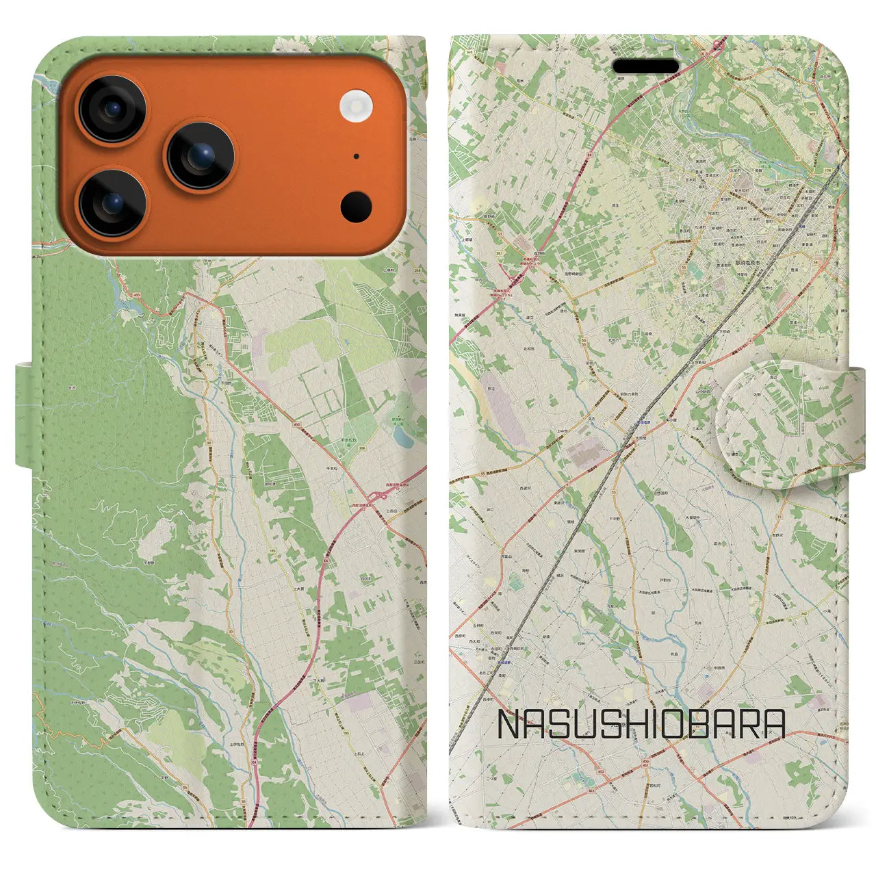 【那須塩原(栃木県)】地図柄iPhoneケース(手帳タイプ)