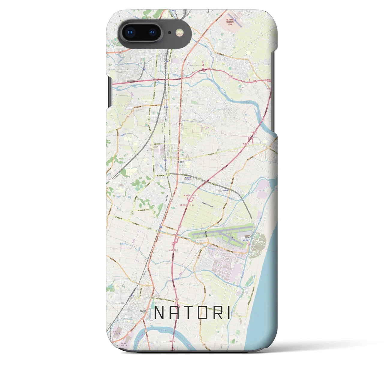 【名取(宮城県)】地図柄iPhoneケース(バックカバータイプ)