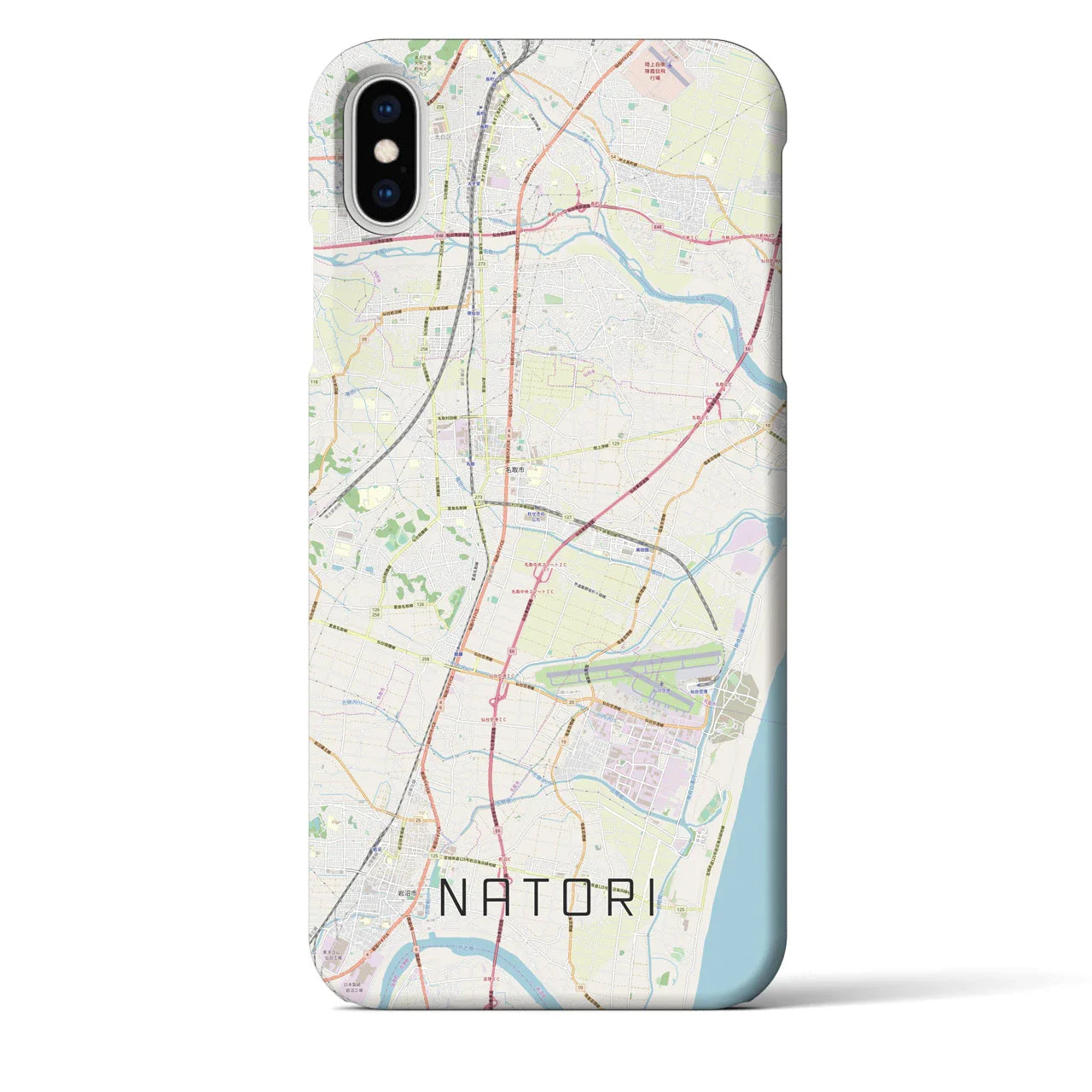 【名取(宮城県)】地図柄iPhoneケース(バックカバータイプ)