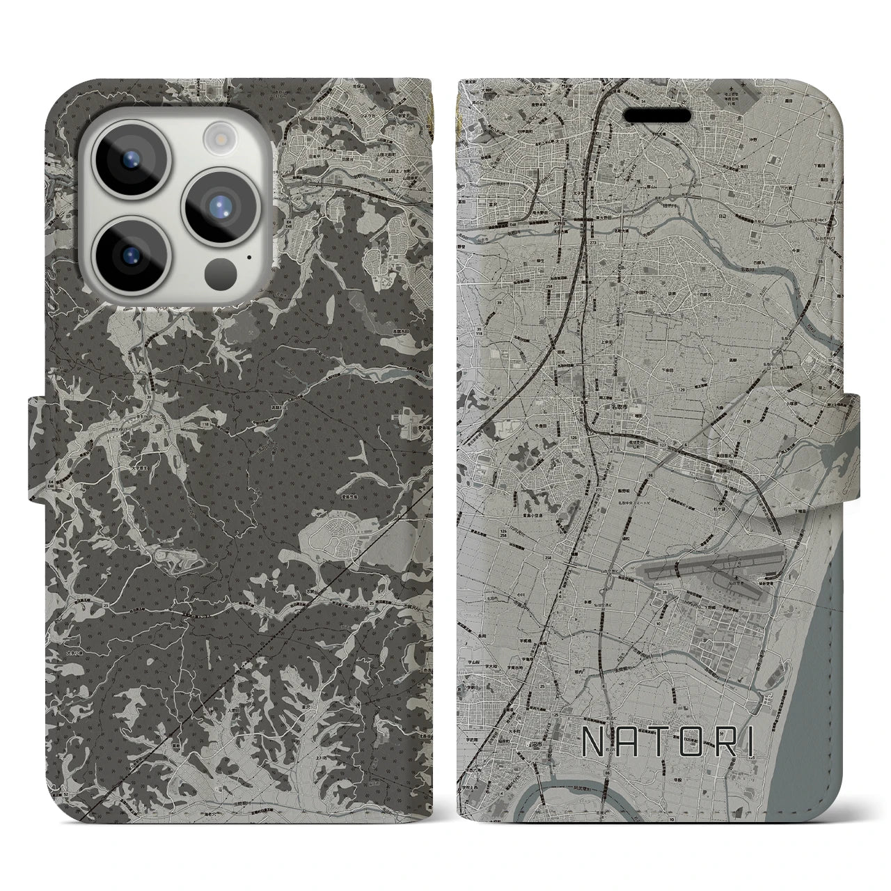 【名取(宮城県)】地図柄iPhoneケース(手帳タイプ)