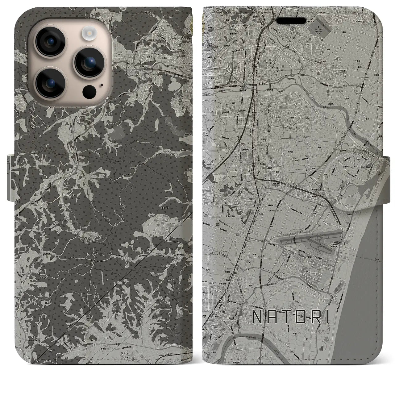 【名取(宮城県)】地図柄iPhoneケース(手帳タイプ)