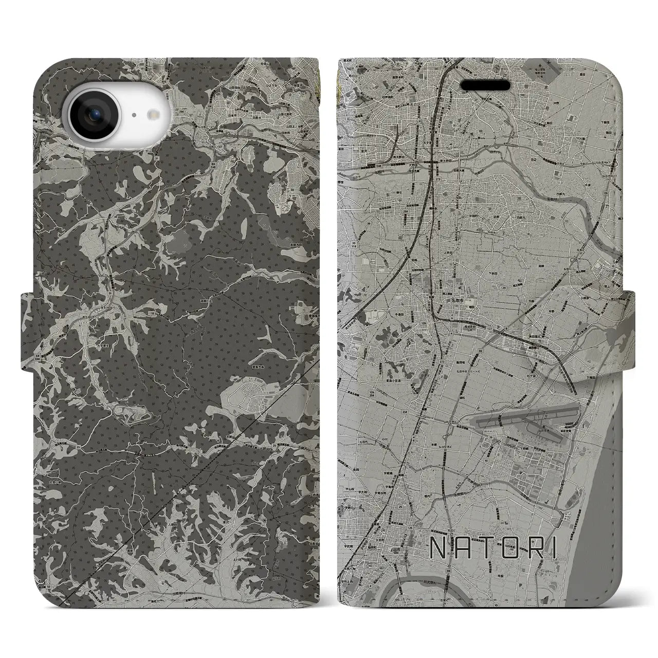 【名取(宮城県)】地図柄iPhoneケース(手帳タイプ)