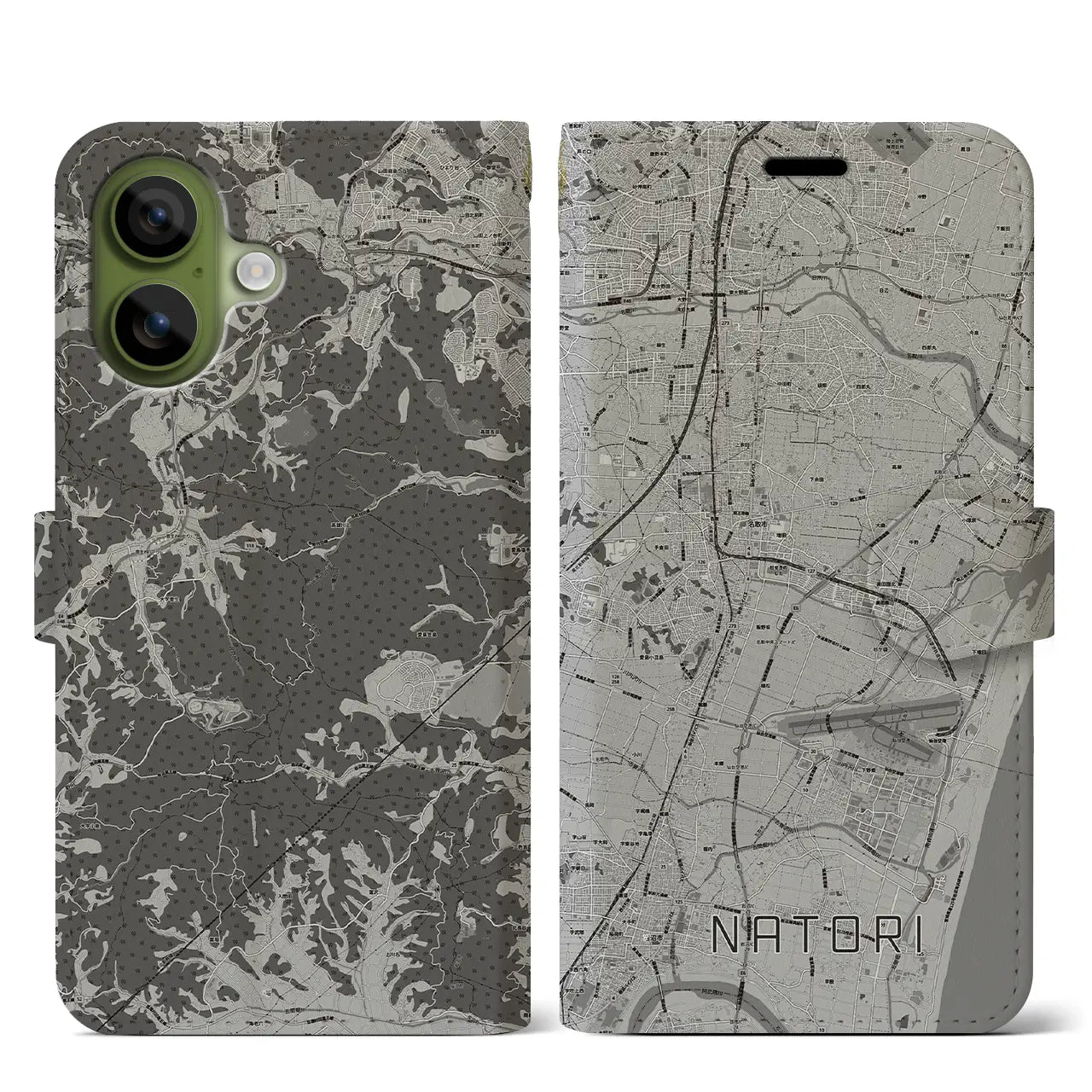 【名取(宮城県)】地図柄iPhoneケース(手帳タイプ)